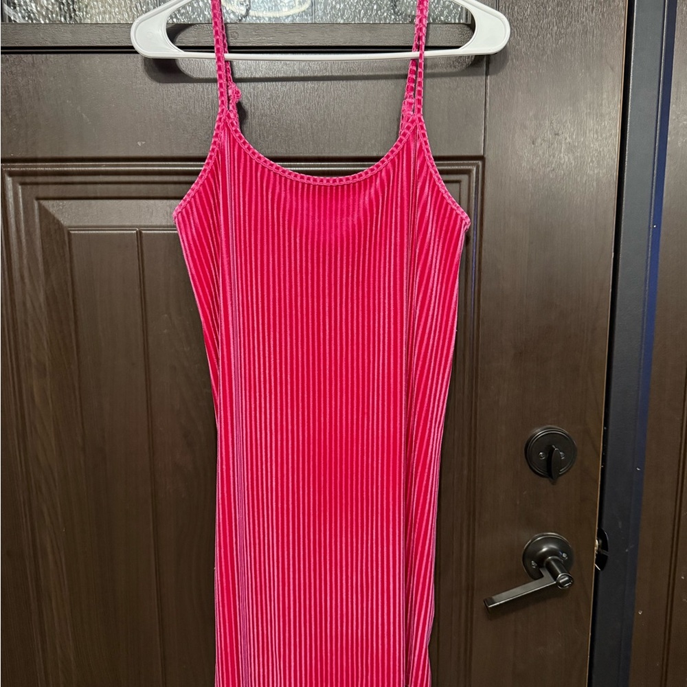 Colsie Vibrant Pink Velvet-Trim Dress